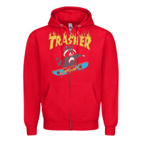 Red trasher Zipper Hoodie - InspiraDesign