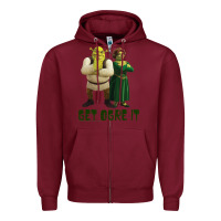 Burgundy Shrek Fiona & Shrek Get Ogre It Text Poster Zipper Hoodie - InspiraDesign