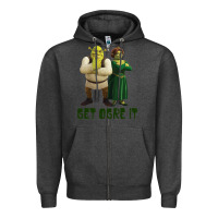 Charcoal Heather Shrek Fiona & Shrek Get Ogre It Text Poster Zipper Hoodie - InspiraDesign