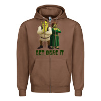 Chestnut Shrek Fiona & Shrek Get Ogre It Text Poster Zipper Hoodie - InspiraDesign