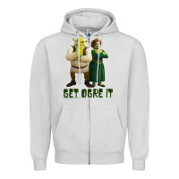 Dove Grey Shrek Fiona & Shrek Get Ogre It Text Poster Zipper Hoodie - InspiraDesign