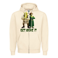 Sandshell Shrek Fiona & Shrek Get Ogre It Text Poster Zipper Hoodie - InspiraDesign