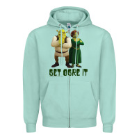 Seafoam Shrek Fiona & Shrek Get Ogre It Text Poster Zipper Hoodie - InspiraDesign