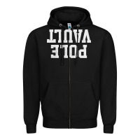 Black pole vault t shirt upside down funny pole vault jumper shirt Zipper Hoodie - InspiraDesign