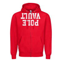 Red pole vault t shirt upside down funny pole vault jumper shirt Zipper Hoodie - InspiraDesign