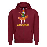 Burgundy barmaid oktoberfest funny german woman dirndl bratwurst t shirt Zipper Hoodie - InspiraDesign