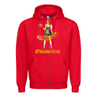 Red barmaid oktoberfest funny german woman dirndl bratwurst t shirt Zipper Hoodie - InspiraDesign
