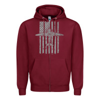 Burgundy C-47 Skytrain Wwii Transport Airplane Vintage Flag Zipper Hoodie - InspiraDesign