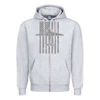 Heather Grey C-47 Skytrain Wwii Transport Airplane Vintage Flag Zipper Hoodie - InspiraDesign