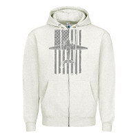 Oatmeal Heather C-47 Skytrain Wwii Transport Airplane Vintage Flag Zipper Hoodie - InspiraDesign