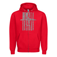 Red C-47 Skytrain Wwii Transport Airplane Vintage Flag Zipper Hoodie - InspiraDesign