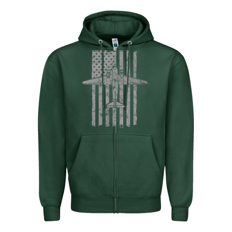C-47 Skytrain Wwii Transport Airplane Vintage Flag Zipper Hoodie by InspiraDesign | Teevron