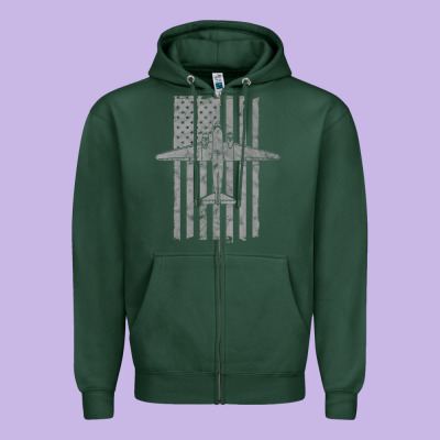 C-47 Skytrain Wwii Transport Airplane Vintage Flag Zipper Hoodie Designed By Inspiradesign