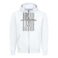 White C-47 Skytrain Wwii Transport Airplane Vintage Flag Zipper Hoodie - InspiraDesign