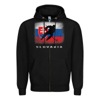 Black Slovakia Ice Hockey Slovak Flag Zipper Hoodie - InspiraDesign