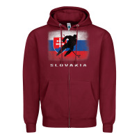Burgundy Slovakia Ice Hockey Slovak Flag Zipper Hoodie - InspiraDesign
