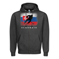 Charcoal Heather Slovakia Ice Hockey Slovak Flag Zipper Hoodie - InspiraDesign