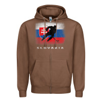 Chestnut Slovakia Ice Hockey Slovak Flag Zipper Hoodie - InspiraDesign