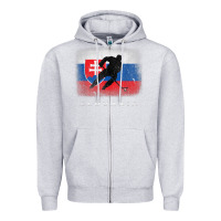 Heather Grey Slovakia Ice Hockey Slovak Flag Zipper Hoodie - InspiraDesign