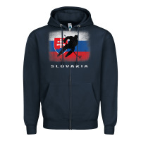 Navy Slovakia Ice Hockey Slovak Flag Zipper Hoodie - InspiraDesign