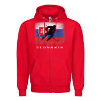 Red Slovakia Ice Hockey Slovak Flag Zipper Hoodie - InspiraDesign