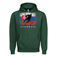 Sports Green Slovakia Ice Hockey Slovak Flag Zipper Hoodie - InspiraDesign