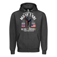 Charcoal Heather thailand american flag muay thai boxing train hard repeat t shirt Zipper Hoodie - InspiraDesign
