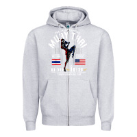 Heather Grey thailand american flag muay thai boxing train hard repeat t shirt Zipper Hoodie - InspiraDesign
