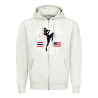 Oatmeal Heather thailand american flag muay thai boxing train hard repeat t shirt Zipper Hoodie - InspiraDesign