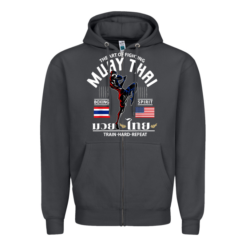 Thailand American Flag Muay Thai Boxing Train Hard Repeat T Shirt Zipper Hoodie by InspiraDesign | Teevron