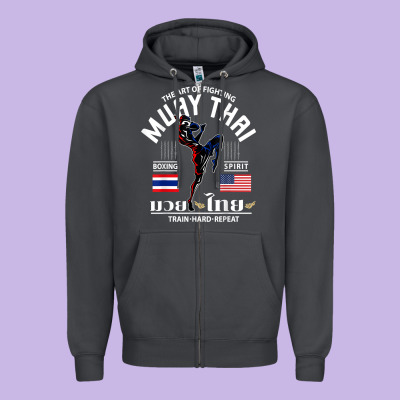 Thailand American Flag Muay Thai Boxing Train Hard Repeat T Shirt Zipper Hoodie Designed By Inspiradesign