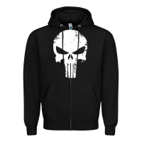Black the punisher skull Zipper Hoodie - InspiraDesign