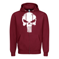 Burgundy the punisher skull Zipper Hoodie - InspiraDesign