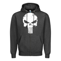 Charcoal Heather the punisher skull Zipper Hoodie - InspiraDesign