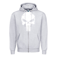Heather Grey the punisher skull Zipper Hoodie - InspiraDesign