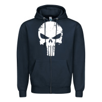 Navy the punisher skull Zipper Hoodie - InspiraDesign