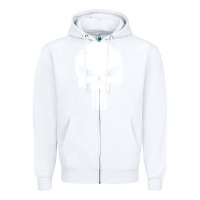 White the punisher skull Zipper Hoodie - InspiraDesign