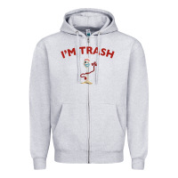 Heather Grey i'm trash forky Zipper Hoodie - InspiraDesign