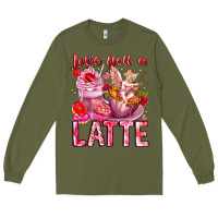 Army Green Love You Latte Valentine Cupid Long Sleeve Tee - CowhideDigitalArt