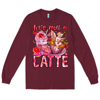 Burgundy Love You Latte Valentine Cupid Long Sleeve Tee - CowhideDigitalArt