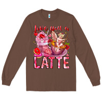 Chestnut Love You Latte Valentine Cupid Long Sleeve Tee - CowhideDigitalArt