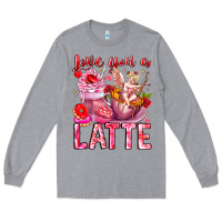 Heather Grey Love You Latte Valentine Cupid Long Sleeve Tee - CowhideDigitalArt