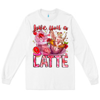 White Love You Latte Valentine Cupid Long Sleeve Tee - CowhideDigitalArt