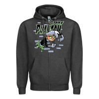 Charcoal Heather Danny Phantom Coming Through Brick Wall Zipper Hoodie - InspiraDesign