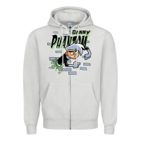 Dove Grey Danny Phantom Coming Through Brick Wall Zipper Hoodie - InspiraDesign