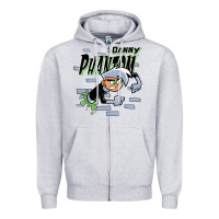 Heather Grey Danny Phantom Coming Through Brick Wall Zipper Hoodie - InspiraDesign
