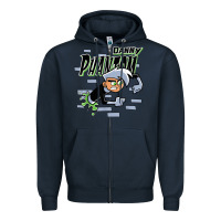 Navy Danny Phantom Coming Through Brick Wall Zipper Hoodie - InspiraDesign