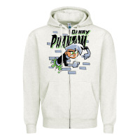 Oatmeal Heather Danny Phantom Coming Through Brick Wall Zipper Hoodie - InspiraDesign