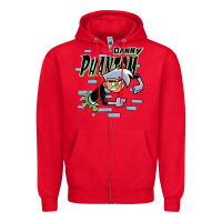 Red Danny Phantom Coming Through Brick Wall Zipper Hoodie - InspiraDesign