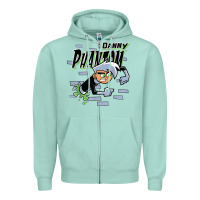 Seafoam Danny Phantom Coming Through Brick Wall Zipper Hoodie - InspiraDesign